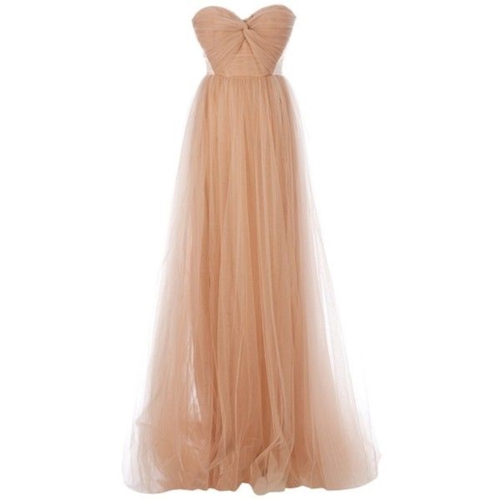 Maria Lucia Hohan Tulls Strapless Open Back Gown in Beige Size FR 38 US 6